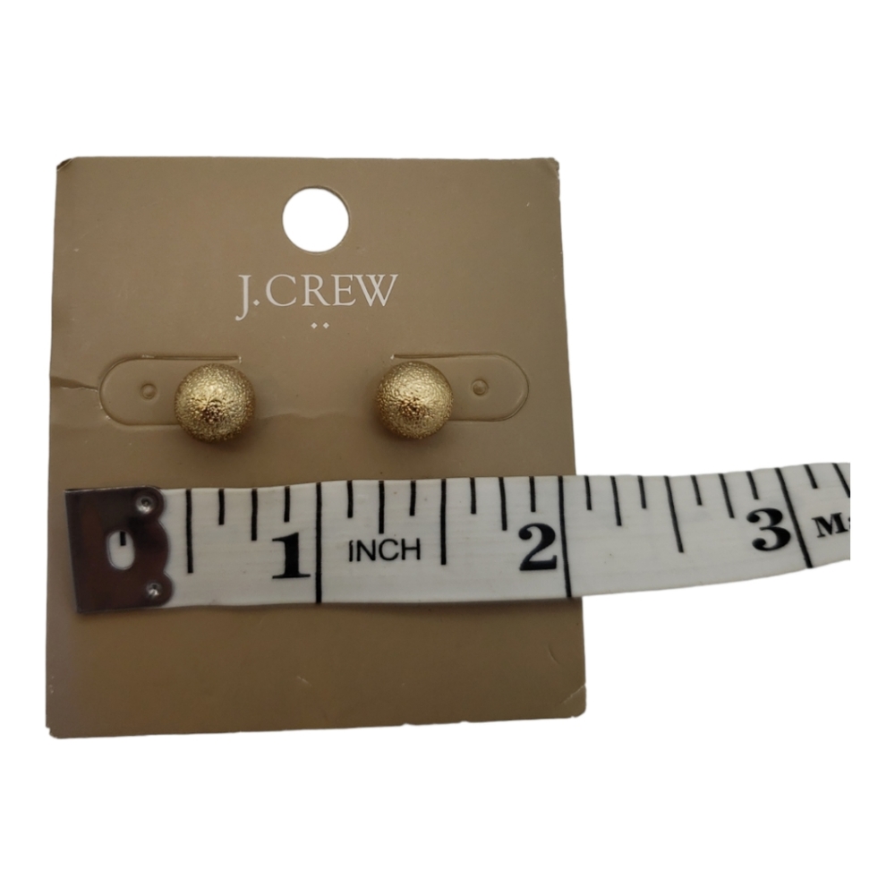 J. Crew Pinball Gold Stud Earrings NWT & Dustbag - Picture 3 of 4